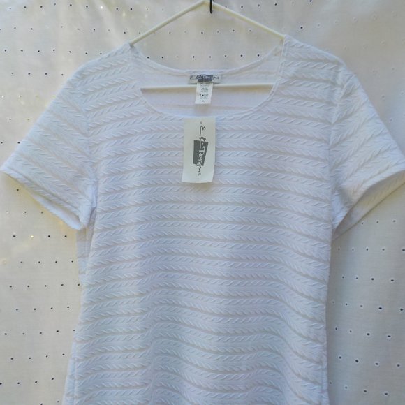 NWT White short sleeve Dress Top with partial sheer stripes SZ XL - Picture 2 of 16
